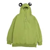 Autumn Winter Frog Eyes Hooded Sweatshirt Zip-up Plush Fleece Oversized Hoodies Women Thicken Keep Warm Kawaii Outwear Top 220725