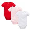 Toddler Baby Girls Ubrania 3PCS Romper Nowonarodzone Baby Opiece 0-24M Solidne jednopoziomowe roupa bebe de 100% bawełniane bluzy Jumper G220510