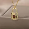 Chains Vintage Lock Key Pendant Necklace For Women Zircon Choker Chain Necklaces Geometric 2022 Aesthetic Fashion Jewelry GiftChains