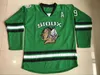 MITメンズ9 Jonathan Toews Dakota Hockey Jersey 100％ステッチ刺繍ファイティングSioux Dakota CollegeホッケイJerseysブラックホワイトグリーン