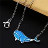 Pendant Necklaces Cute Female Whale Necklace Rose Gold Silver Color Chain Vintage White Blue Opal For WomenPendant