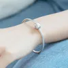 100% 925 Sterling Silver Bangles For Women DIY Jewelry Fit Pandora Charms Heart Shape Bracelets Lady Gift With Original Box258q