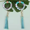 Alfabet Mama Key Ring Smycken Silikon Bead Nyckelring Tassel Fringe Armband Wrist Key Ring Pendant Bag Tillbehör BA8030