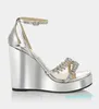 أزياء Bing Sandals أحذية Bing Residents Women Women Heels Nappa Leather Leather Crystal-Embilled-Embilled Straps Party Party Wedding Wedning Walking Walking