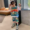 2022 Summer Children Tracksuits 옷 아동 소년 셔츠+바지 2pcs/sets 유아 의상 어린이 의류 3-12y G220509