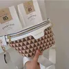 Taille Sacs Esthétique Motif Géométrique Plaid Fanny Packs pour Femmes Élégant Toile Taille Sac Femme Emballage Large Bande Bandoulière Ceinture 220727