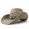 Berets skórzane mężczyźni mesh western cowboy hat szerokie grzbiet na zewnątrz sombrero hombre cowgirl fascynator fascynator Tassel Hatberets Wend22