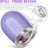 New 12oz Stainless Steel Wine Glass Mugs Insulated Handleless Travel Glass Coffee Mug with Sliding Lid and Reusable Straw Christmas Gift Glitter Lavender EE