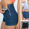 Koreanska mode Sexiga Kvinnor Slim High Waist Jeans Shorts Denim Bottoms Hot Short Shorts Tight A Side Button Shorts Y220417