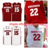 College NCAA Wisconsin Badgers Basketball Jersey 4 Carter Higginbottom 12 Trevor Anderson 13 Tai Stricknd Custom Stitched