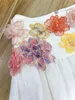 Saias de alta qualidade mulheres saia post cartão linho de seda organza 3D Apliques de flores SKIRTSKIRTS