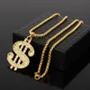 Pendentif Colliers Hommes Hip Hop Bijoux De Mode Dollar Or Longue Chaîne Grand Collier Steampunk Strass Déclaration GiftPendant