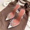 Chaussures Prowow Luxury Women Sandals Butterfly Rignestone Embellie Pink PvC Verre Verre Gladiateur Gladiateur Sandals Célébrité