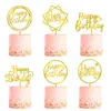 Cake Topper Gold Acrylic Party Baby Shower Cake Decoraciones para niña niño Fiestas de cumpleaños Suministros Toppers 6 unids / lote BBB14969