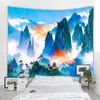 Tenda coperta artistica Casa Camera da letto Soggiorno Arredamento Arazzo stile inchiostro cinese J220804