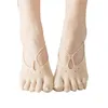 Meias Meios 1/5 dair Compressão ortopédica invisível feminino de dedão dos calcetinos anti-fricção de revestimento de baixo corte mujersocks