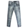 Herren-Jeans, italienischer Stil, modisch, für Herren, hellblau, zerstört, Patchwork, zerrissen, elastische Denim-Hosen, Slim-Fit, Hip Hop, Homme