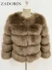 ザドリン長袖フェイクファーコート女性冬のファッション厚い毛皮コートアウターフェイクファージャケット女性服t220716
