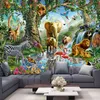 Tapestry Dinosaur Wall Carpet Animal Tropical Plants Dinosaurs Forest Mountain