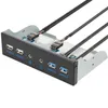 Hubs 3.0 Super Speed ​​Front Panel Hub Connector Adapter 2 USB Port och 2.0 1 HD Audio Output Portusb