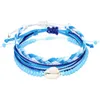 Bohemian Waterdichte Wax Touw Armbanden Set voor Vrouwen Meisjes Handgemaakte Kleurrijke Geweven Strand Shell Charm Armbanden Sieraden 3 stks