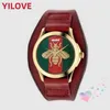 Fashion Famous Brand Watch Men Bee Snake Tiger Pattern Nylon Fabric Dial Leather Belt Sports Classic Quartz Movement Clock Waterproof Business Wristwatch