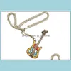 Pendentif Colliers Collier Charme 28 "Guitare Plaqué Or Chaînes Collier Colorf Strass Acrylique Cristal Yydhhome Drop Delive Yydhhome Dhtos