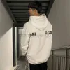 Designer Balansiagas hoodie överdimensionerad vintage luxe vita svart paris mode märke hoodie lös casual ren bomullsvåg mäns och kvinnors älskare