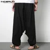 Incerun Men Harem Pants Cotton Streetwear ركض من سروال ألوان صلبة سروال نيبال Dropcrotch الرجال فضفاضة سراويل طويلة بالإضافة إلى الحجم 220817