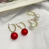 Hoop & Huggie Exquisite Zircon Red White Gold Ball Drop Earing Women Earrings Jewelry Girls Ear Decoration GiftHoop