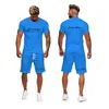Herrespår Summer Men's Tracksuit Short Sleeve Shirt Shorts 2 Piece Set Men 3D Print Color Fitness Daily Casual Sport Suitmen's Me