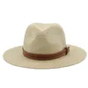 Womens Zomer Panama Hoed Breed Brim Stro Sun Hat voor Mannen Mode Bescherming Fedoras Cap Dames Travel Beach Caps