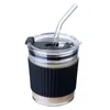 Einfache süße Glas-Strohhalm-Tasse, 350 ml, Milch, Tee, Kaffee mit Deckel, tragbare, umweltfreundliche Wasserflasche, kleines Trinkgeschirr 220509