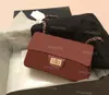 Top women's skin caviar leather handbag fashion gold chain flip button wallet crossover designer handbag luxury shoulder wallet
