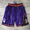 Team Basketball Just Don Short Sport Shorts Hip Pop Pants With Pocket Zipper Sweatpants Blue White Black Purple Men Stitched Size S-XXXL