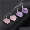 Charm ￶rh￤ngen smycken naturlig sten hj￤rta charms droppe reiki healing hexagonal dingle ametyst lapis rosa crystal ￶rh￤nge wom dhwob