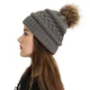 Beanies Korea Style Women Casual Solid Stitching Hats utomhus Plush Ball Crochet Knit Beanie Cap Keep Winter Warm Caps 2022Beanies