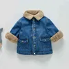 0-4Yrs Kinder Jungen Plus Samt Jacken Kausalen Langen Ärmeln Dicke Kinder Jungen Denim Jacke Herbst Winter Baby Mädchen Kleidung j220718