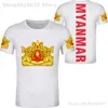 미얀마 티셔츠 무료 맞춤형 이름 번호 Mya 티셔츠 국가 플래그 MM Republic Burmese Burma Country Print Po Clothing 220702