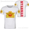 Myanmar T Shirt Ücretsiz Özel Yapım İsim Numarası Mya T-Shirt Nation Flag MM Cumhuriyeti Burma Burma Ülke Baskı Po Giyim 220702