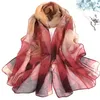 Lotus bloemen zomer dames zijden sjaal bandana chiffon georgette vrouwelijke elegante sjaal hijab haardscarves strand