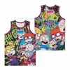 Maglie da basket NCAA Movie Rugrats Reptar Uomo Taglia S - XXL Bianco nero di alta qualità