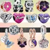 925 pingentes de pulseira para Pandora conjunto de pingentes caixa original Moda colorida borboleta fofa panda amor mãe colar de contas europeu pingentes joias