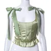 Bustiers & Corsets Sexy Women's Top In Solid Colors Crisno Sleeves With Cross-lashed Corset Bow 2022Bustiers