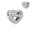 925 STERLING SLATER Dangle Charm Heart Love Família para sempre mãe pai contas FIT FIT PANDORA CHARMS BRACELE