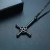 Colliers pendentifs Collier de croix pentagramme inversé pour hommes Symbole satanique en acier inoxydable à l'envers