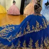 Abiti di lusso Royal Blue Quinceanera Abiti Spaghetti Strap Prom Sweet 16 Abiti Petal Power abiti da 15 anos Ball Gown