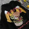 クリエイティブハンバーガーメンズTシャツルーズラウンドネックショートスリーブTシャツ韓国スタイルの男性トップサマーファッションブラックホワイトティー0615