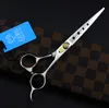 JOEWELL 7.0 inch 440C stainless steel hair cutting scissors with hole on hand with leather case
