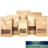 50Pcs/Lot Kraft Paper Eight Side Seal Frosted Transparent Window Stand Up Bag Zip Lock Tear Notch Food Snacks Candy Nuts Coffee